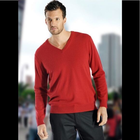 Joseph A Bank merino wool red sweater NWT large (C1) - Picture 1 of 6